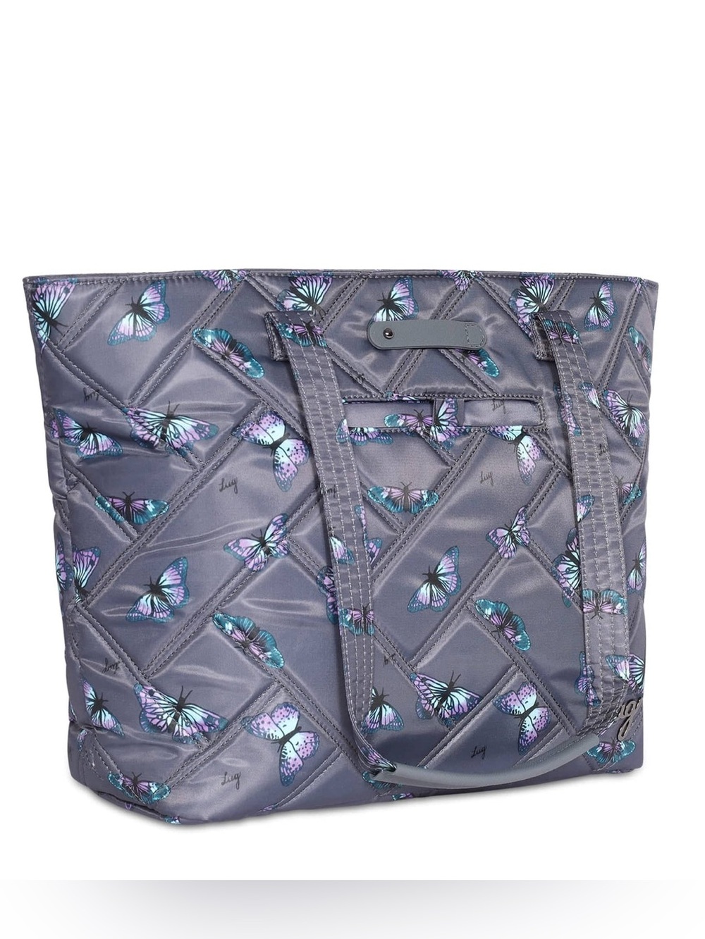 NEW lug Skyliner Quilted Medium Travel Tote Bag Butterfly Grey